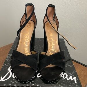 NWT Sam Edelman Yancy Block Heels, Black Suede.  Size 9 1/2